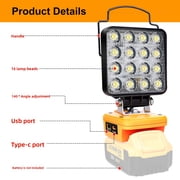 DeWalt 20V Max Lithium Ion Work Light LED 4 Inch 16LEDs USB Type C Charging Outdoor Indoor Portable Worksite Lighting