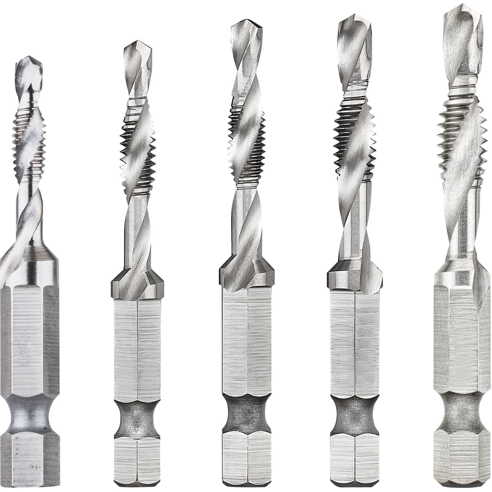 DeWalt 5 piece Drill Tap Set 1 4 Capacity DWADTQTR5SET Walmart