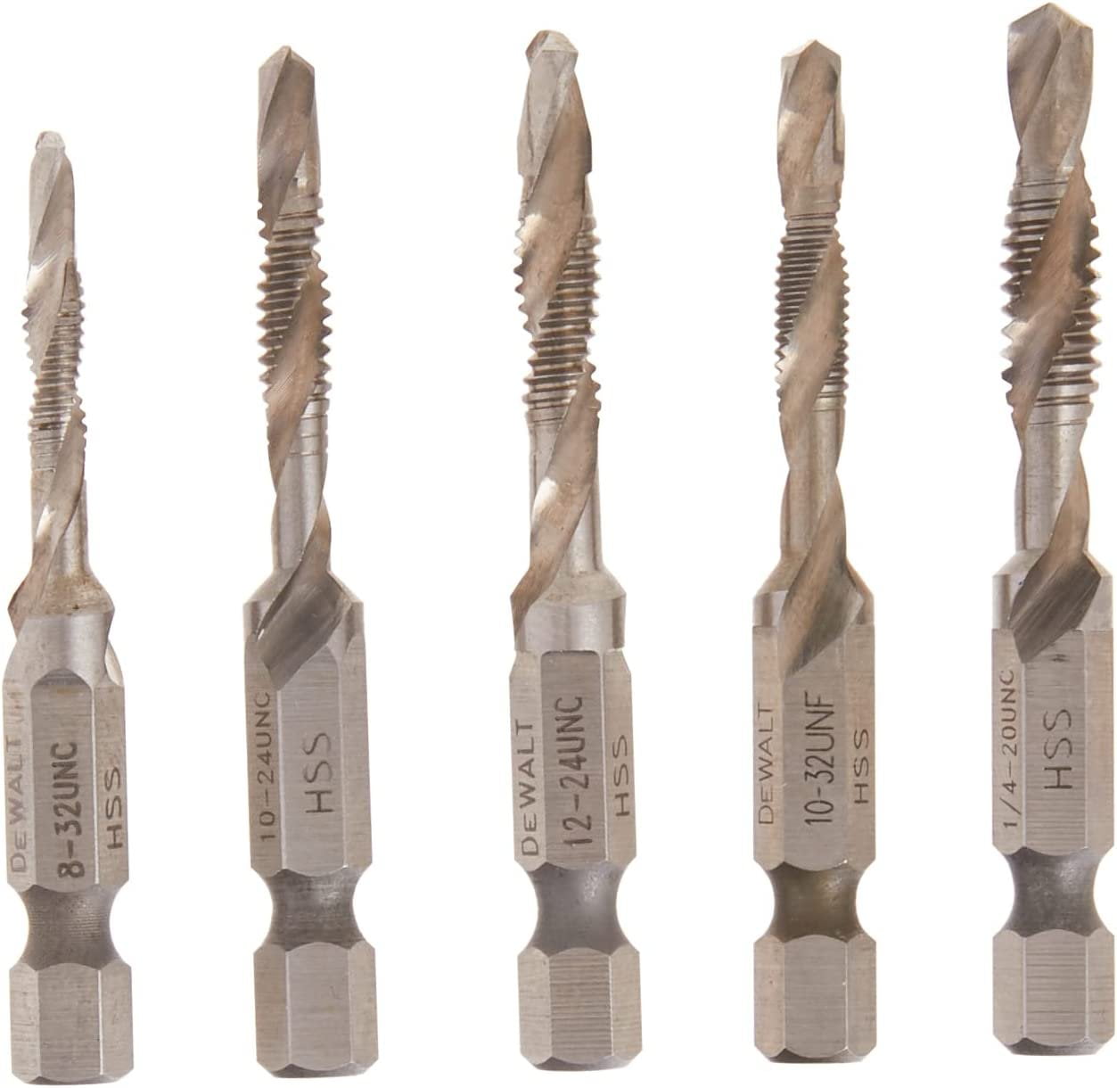 DeWalt 5-piece Drill Tap Set 1/4" Capacity, DWADTQTR5SET