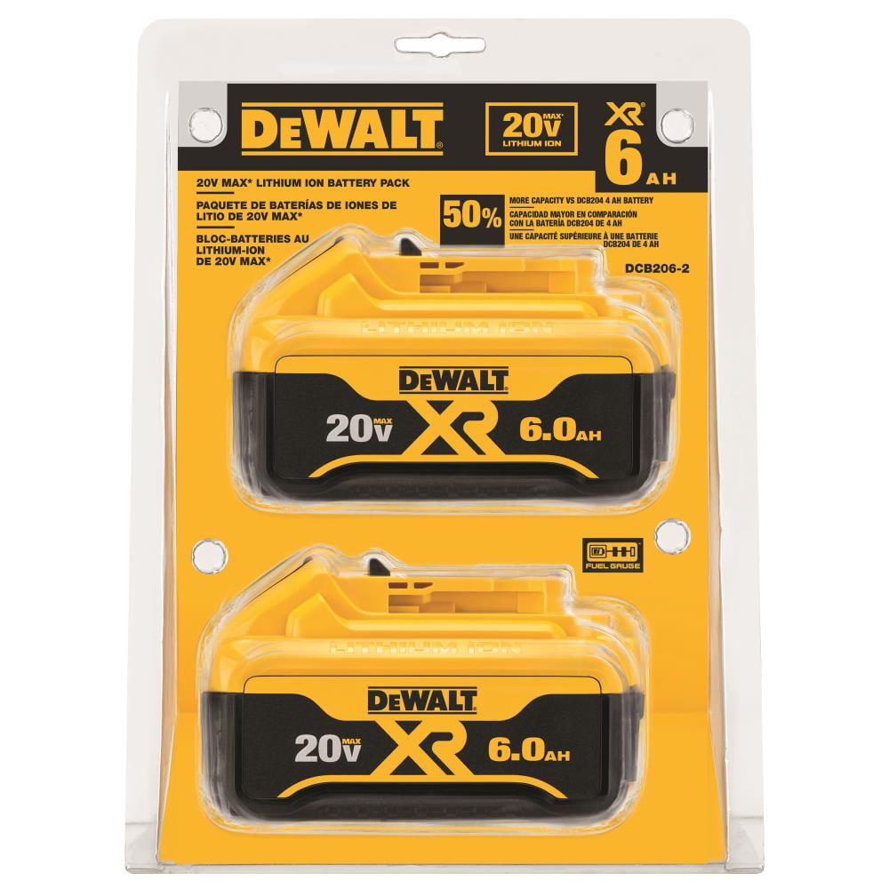noget Lamme Underlegen DeWalt Battery Pack, Lithium-Ion, 6.0 Ah, 20V Max - 1 EA (115-DCB206-2) -  Walmart.com