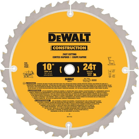 DeWalt Construction, 10" 24T Thin Kerf Table, Each (115-DW3112)