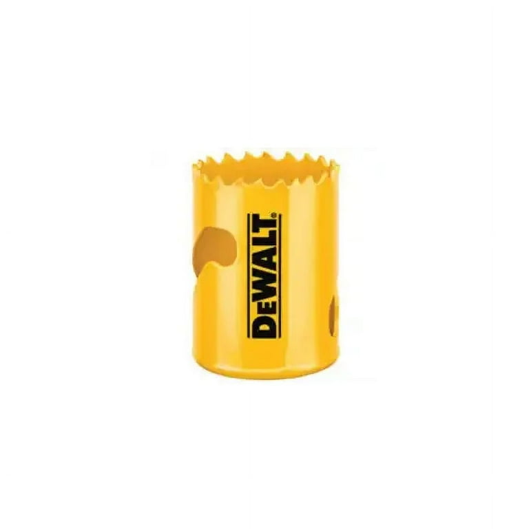 DeWalt DAH180028 Hole Saw 1 3 4 Inch By 1 3 4 Inch Depth Cutting 5 8 18 Inch Arbor 4 5 Teeth Per Inch High Speed Steel Cutting Edge