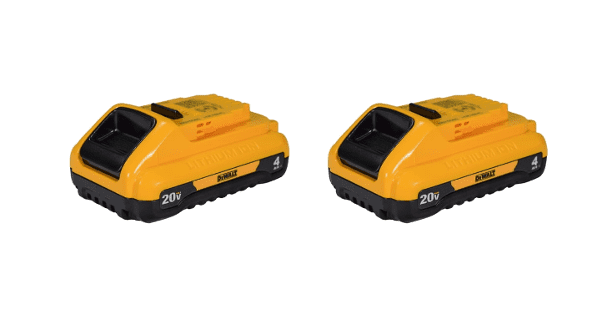 DEWALT 20V MAX 4.0Ah Compact Lithium-Ion Battery Pack 2-Pack (DCB240-2) – Extended Runtime, Lightweight Design, LED Fuel Gauge