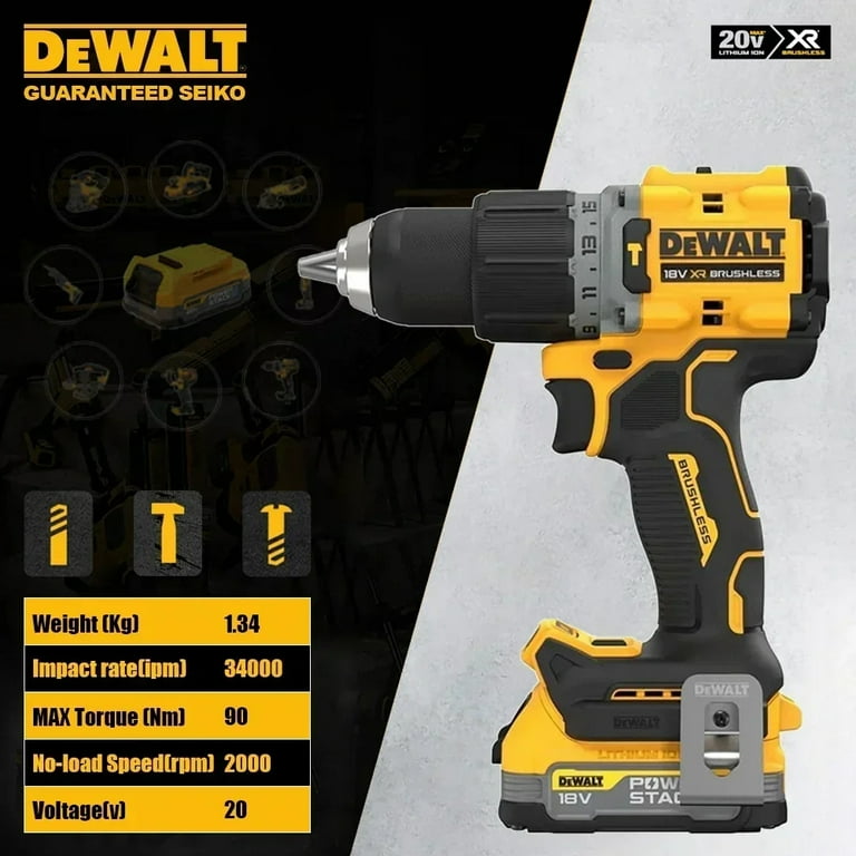 DeWalt DCD805 Brushless Cordless Electric Drill 20V Rechargeable Lithium Screwdriver Professional Wireless Drill Power Tools Electric drill Battery Charger Walmart