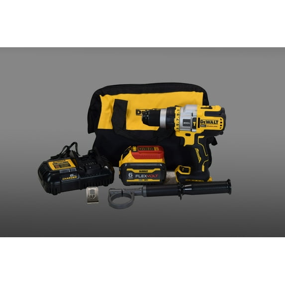 DeWalt DCD999T1 20V MAX Cordless Brushless Lithium-Ion 1/2" Hammer Drill Driver Kit with 6 Ah. Battery, Charger & Tool Bag