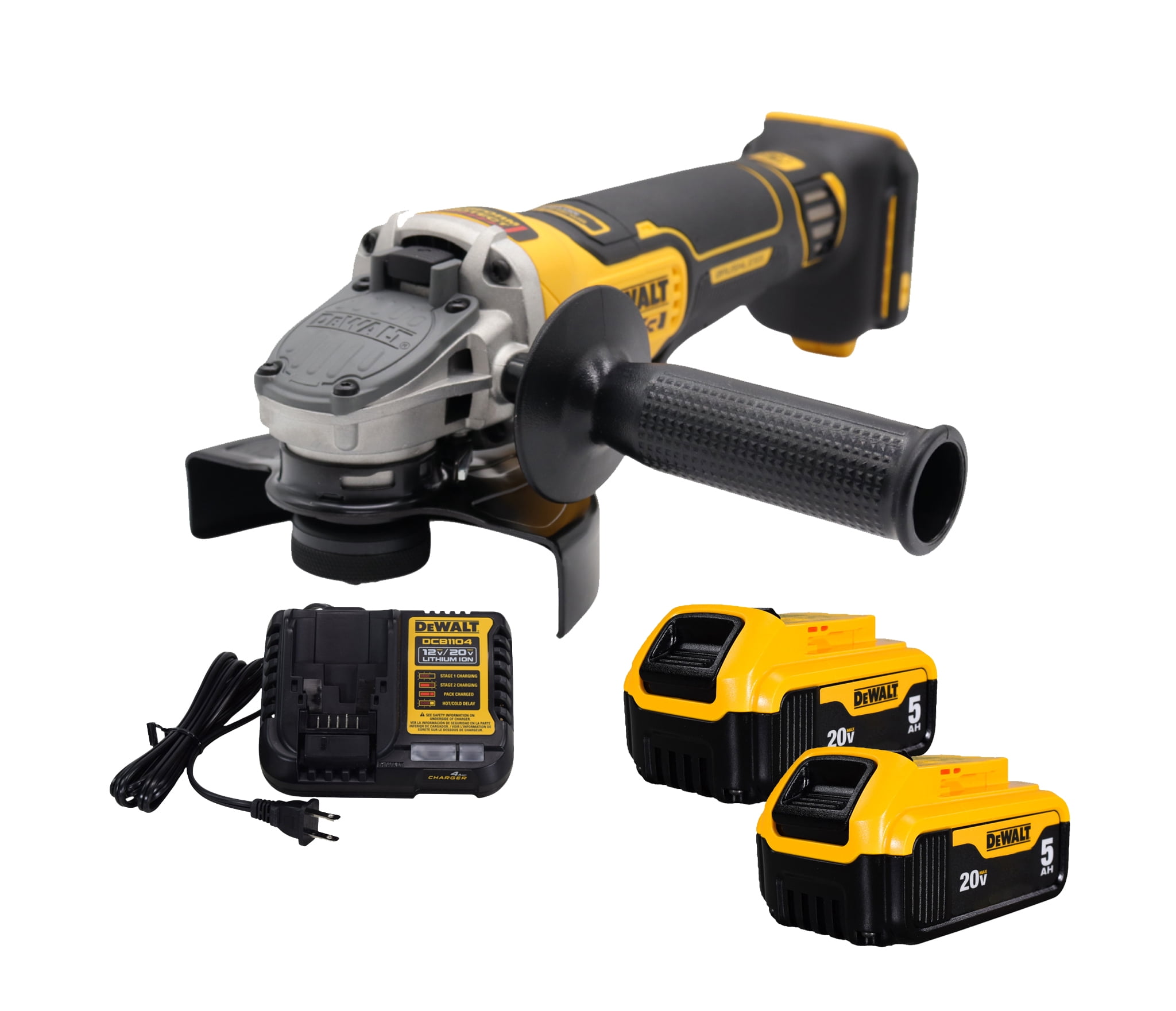 DeWalt DCG410 20V XR 4-1/2" - 5" Angle Grinder w/ (2) 5 Ah Batteries, & Charger