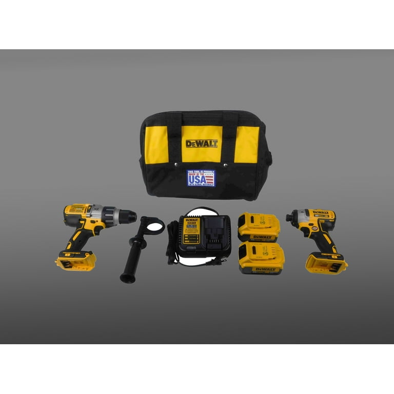 DeWalt DCK299M2 20V Cordless Hammer Drill Impact Driver Kit Batteries Charger Walmart