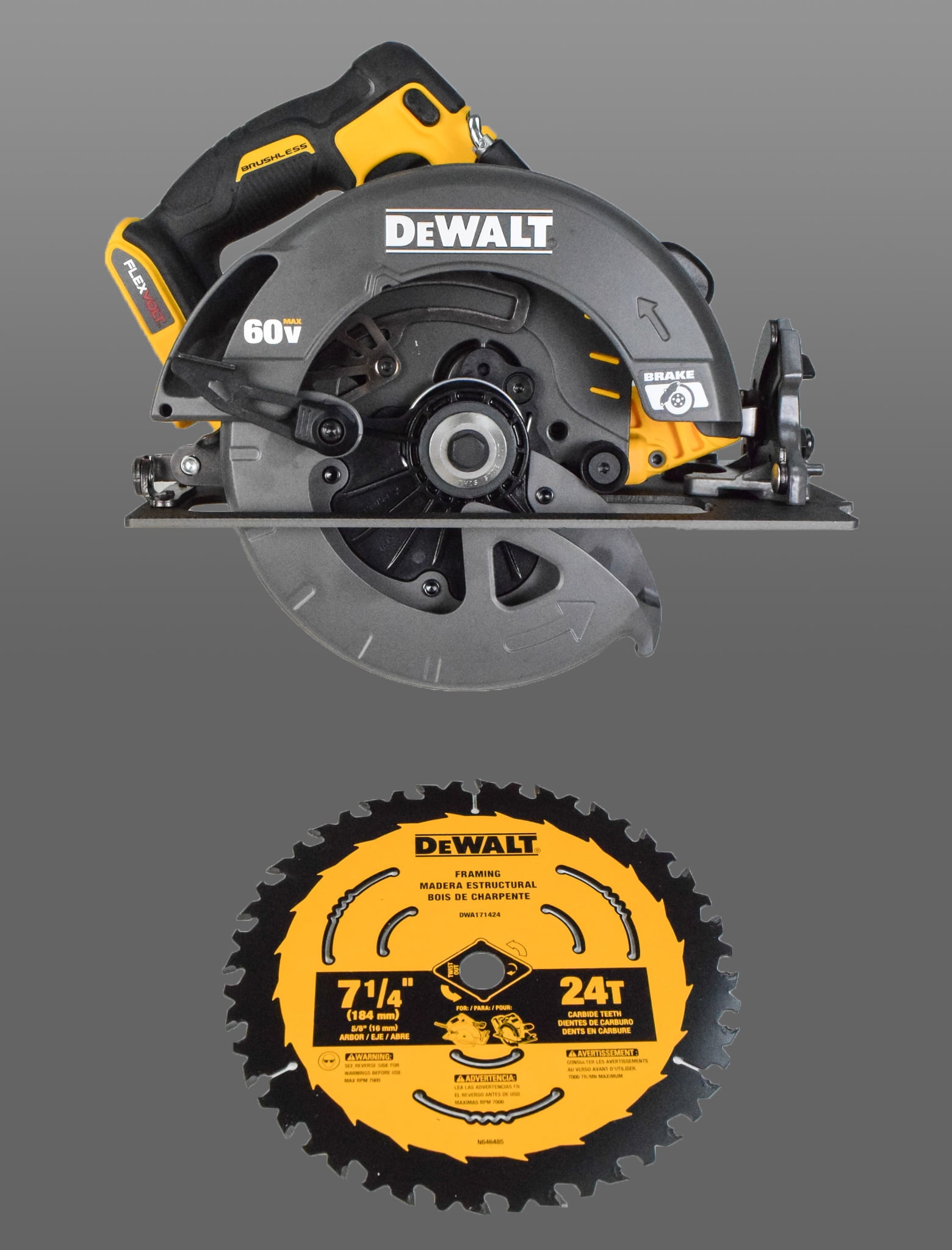 DeWalt DCS578B 60V MAX Cordless Lithium Ion 7 1 4 Circular Saw with Brake Tool Only Walmart