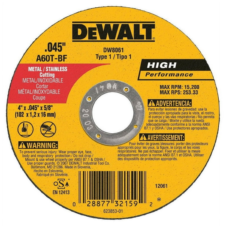DeWalt DW8061 High Performance Metal Thin Cut Off Wheel 4