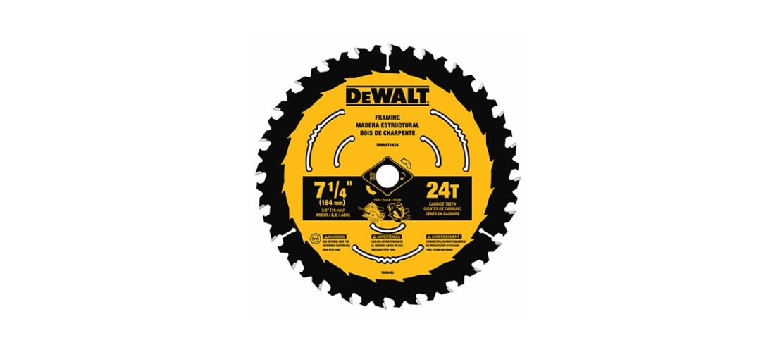 DeWalt DWA171424 Circular Saw Blade, Tungsten Carbide Tipped, 24 Teeth, Each