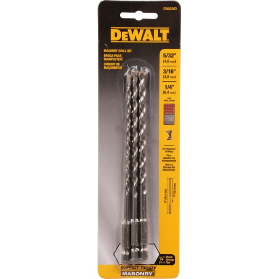 DEWALT Masonry Drill Bit Set, Impact Ready, 3-Piece DWA5103