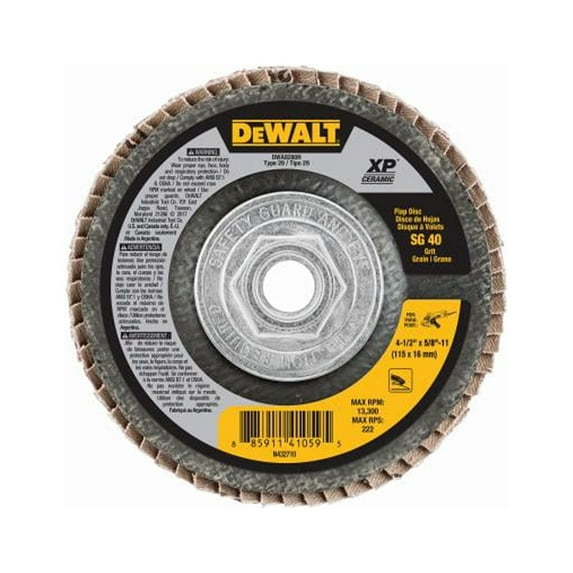 DeWalt DWA8280H XP Ceramic Flap Disc, 40 Grit, 4-1/2 In. - Quantity 1