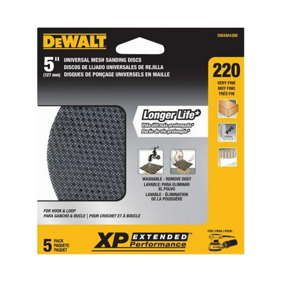 DeWalt DWAM4306 Random Orbit Mesh Sanding Discs, 220 Grit, 5 In., 5-Pk. - Quantity 5