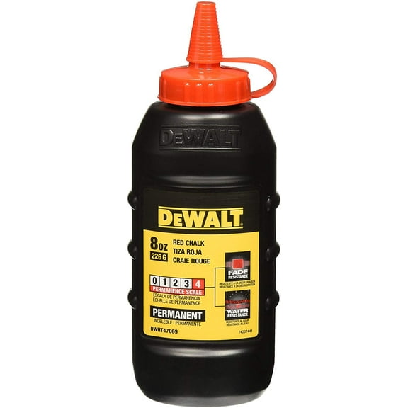 DEWALT DWHT47069L 8 Oz. Red Permanent Chalk Line Chalk