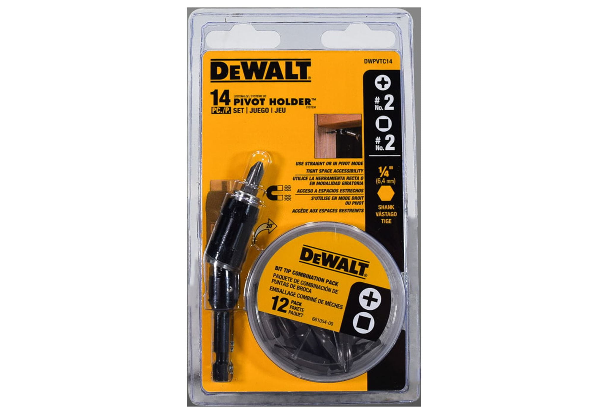 DeWalt DWPVTC14 Pivot 1 Bit Holder Set 14 Piece