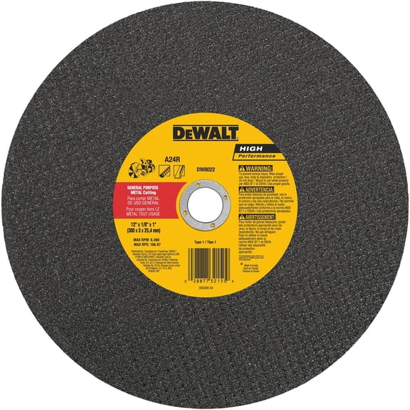 DeWalt 12 in. D X 1 in. S Aluminum Oxide Cut-Off Wheel 1 pc