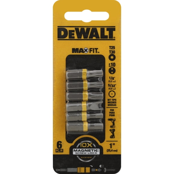DeWalt MAXFIT Assorted 1 in. L Security Bit Set Steel 6 pc. - Case Of: 1; Each Pack Qty: 6; Total Items Qty: 6