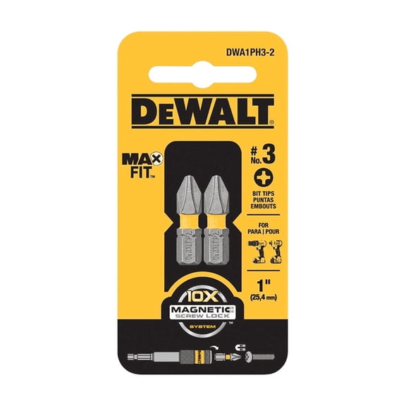 DeWalt MAXFIT Phillips #3 x 1 in. L Insert Bit S2 Tool Steel 2 pc. - Case Of: 5; Each Pack Qty: 2; Total Items Qty: 10