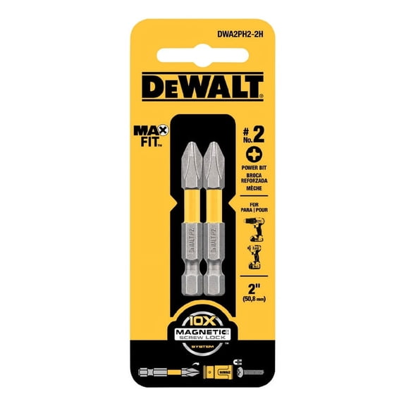 DeWalt Max Fit Phillips #2 X 2 in. L Power Bit S2 Tool Steel 2 pc