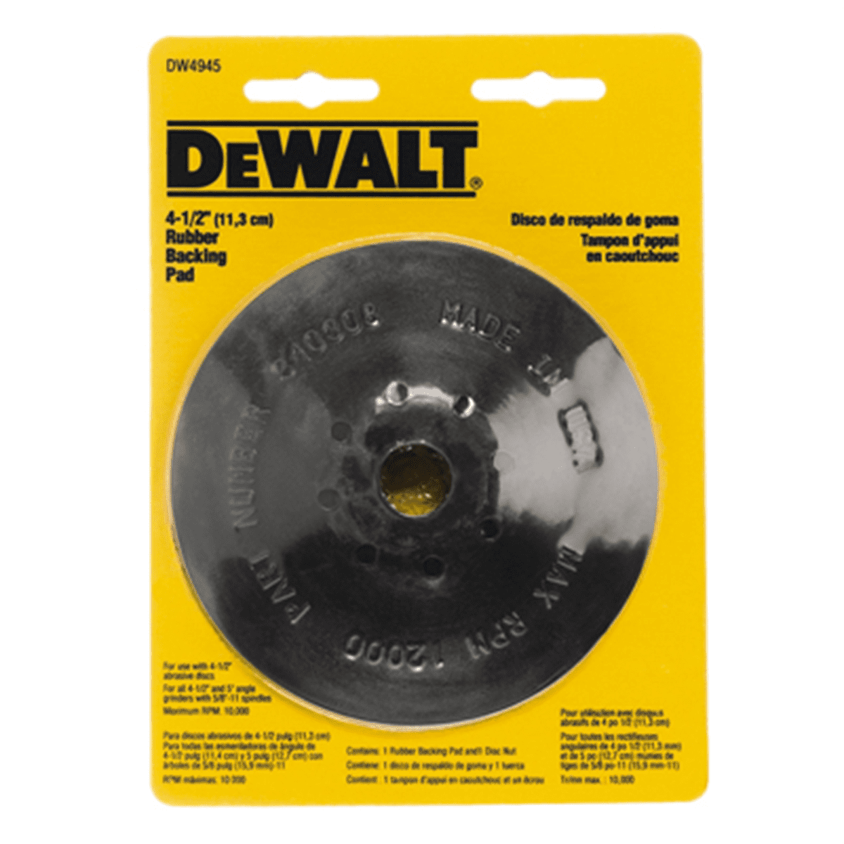 DeWalt PAD BACKING STIKIT 4-1/2" NON-THREADED