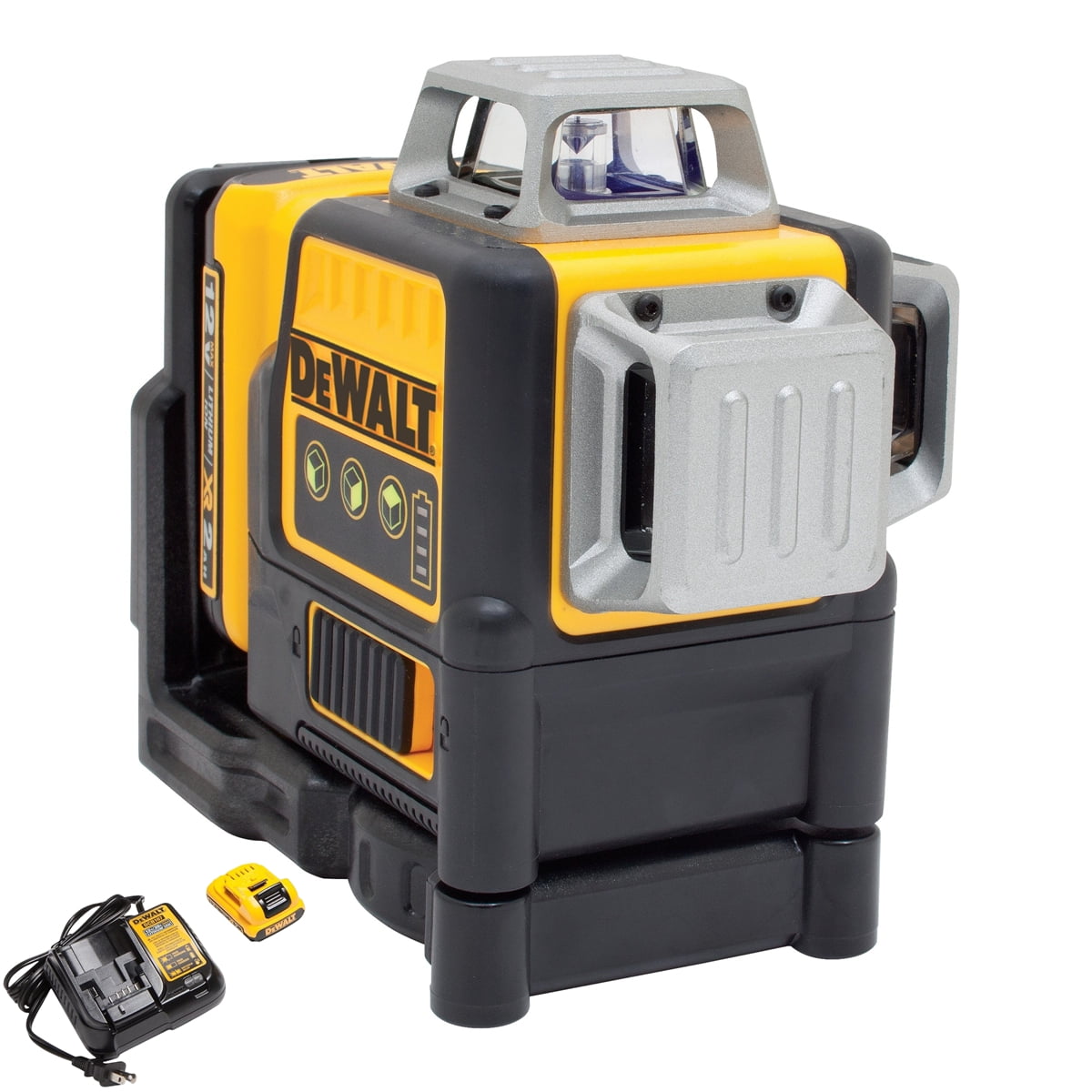 DeWalt Self-Leveling Laser Level, 12 Lines Green Beam Laser, Cordless Professional Laser Tool with Magnetic Pivoting Base