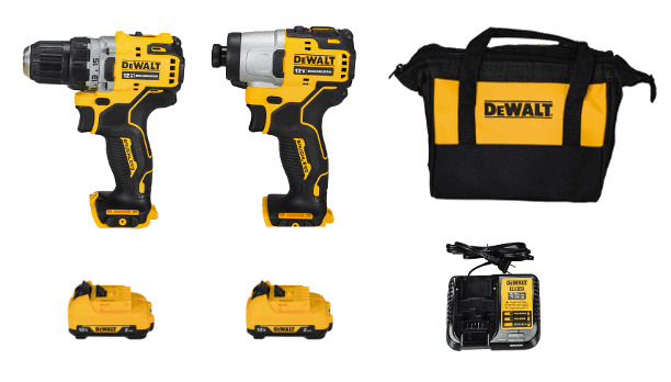 DEWALT XTREME 12V MAX Brushless 2-Tool Combo Kit (DCK221F2) – Compact Drill/Driver and Impact Driver, Batteries, Charger and Bag Included