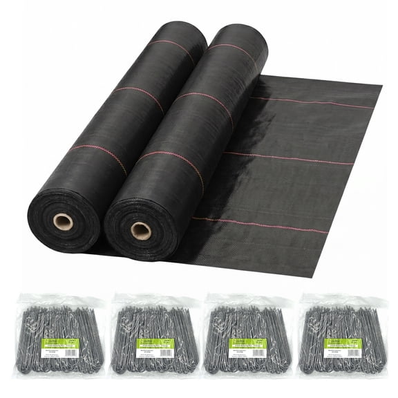 DeWitt 2 Pack UltraWeb 4' x 300' Landscape Fabric & 6" U-Shaped Anchoring Pins, 400 Count