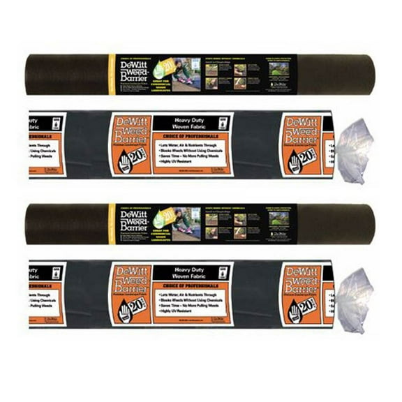 DeWitt 2-Pack 20 Year Weed Barrier Fabric 4.1 oz, Heavy-Duty Ground Cover, 3 x 100 Feet