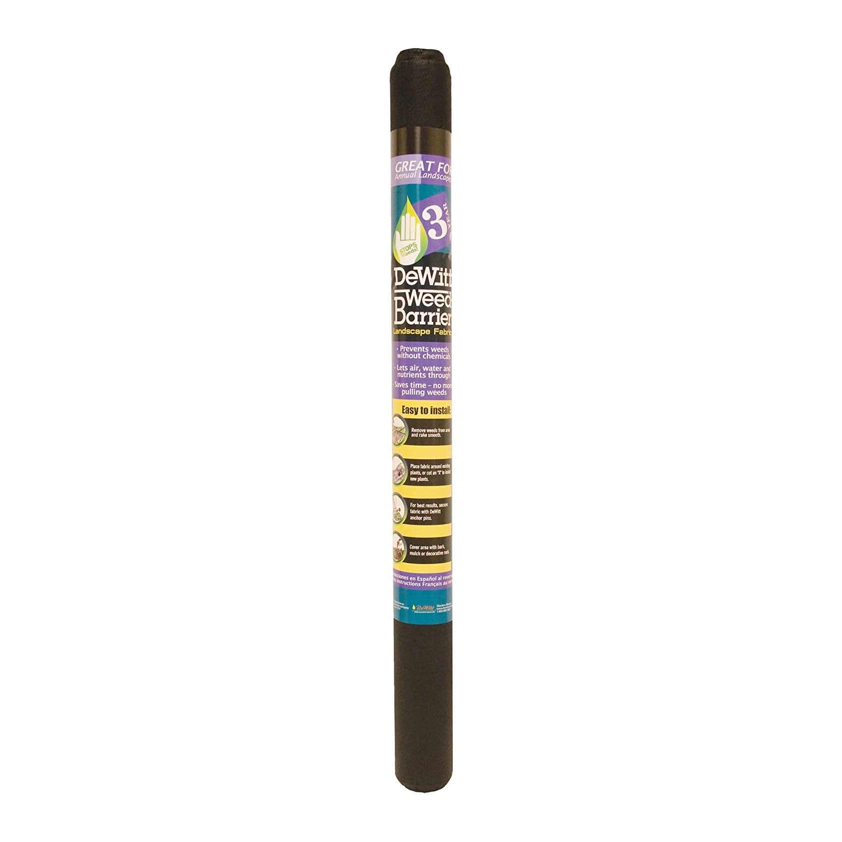 DeWitt Basic Weed Control Fabric 5 Year 1 oz, Lightweight Weed Barrier, 3 x 50 Feet