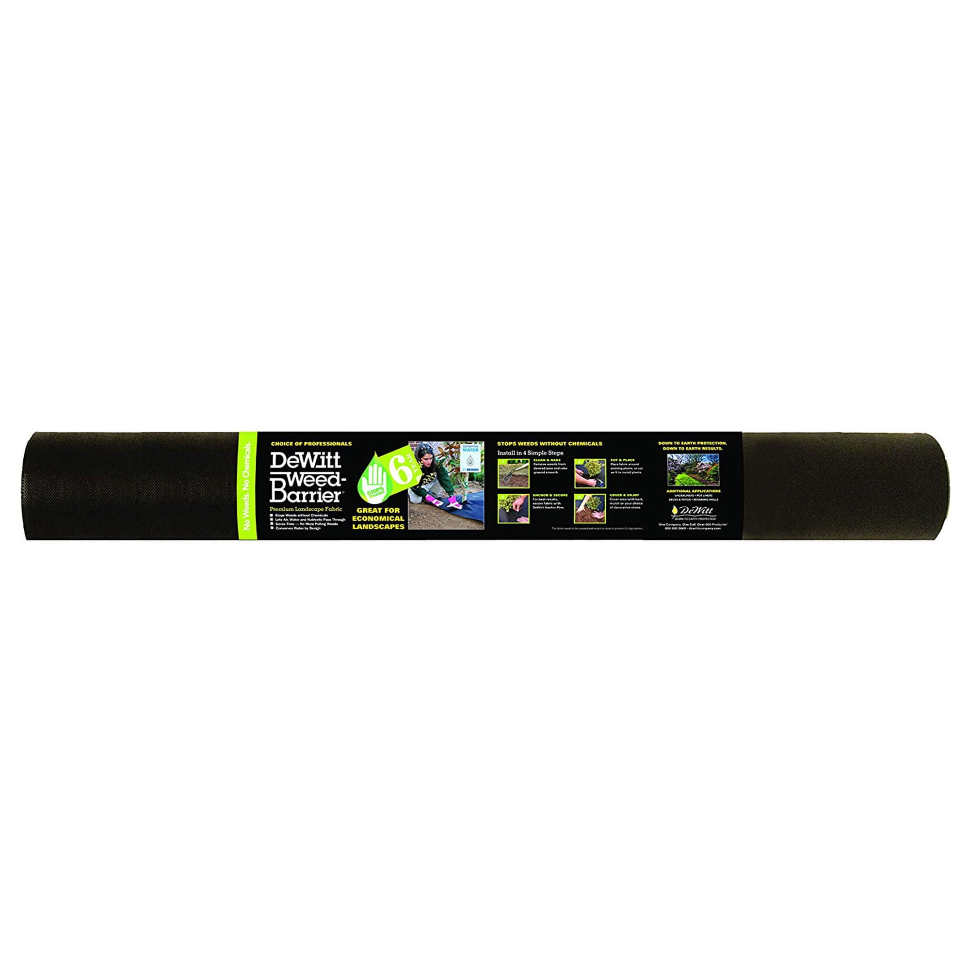 DeWitt Weed-Barrier Landscape Fabric 6 Year 1.5 oz, Medium-Duty Weed Control, 4 x 200 Feet