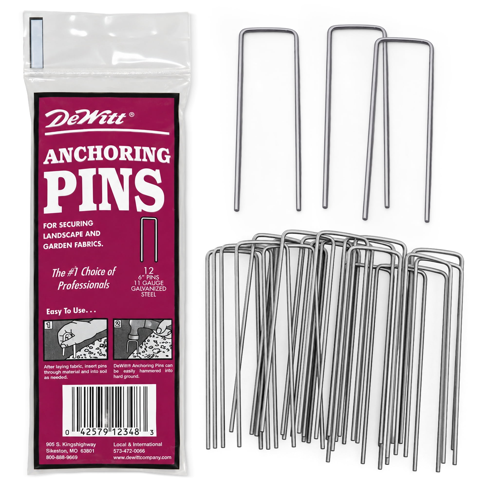 DeWitt 6 Inch U-Shaped Steel Anchoring Pins for Garden and Landscaping, 500 Count, Silver