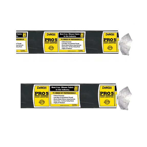 DeWitt Pro-5 Weed Barrier Fabric 5 oz, Heavy-Duty Woven Weed Control, 3x250 & 5x250 Feet