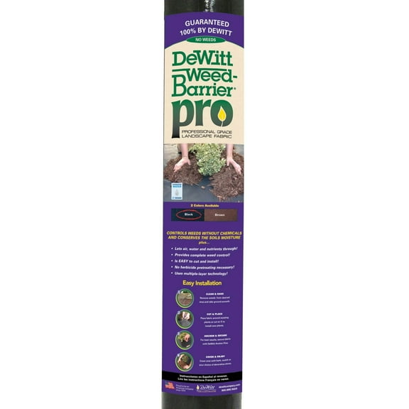 DeWitt 2-Pack Weed-Barrier Pro Black 3 oz Heavy-Duty Landscape Fabric, 4 x 100 Feet