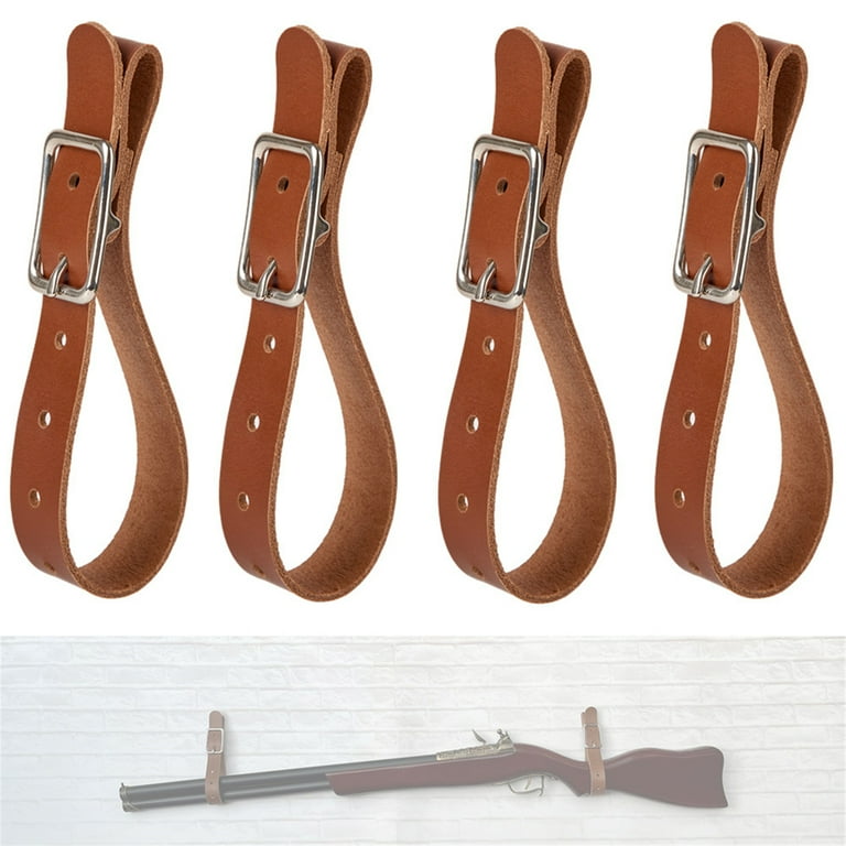 Blacksmith made Buckle Gun rack hangers outlet (Wall mount), made to look like a leather strap with a brass buckle.