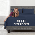 thumbnail image 1 of DeaLuxe Bedding 16” California King Extra Deep Pocket Sheet - Hotel Luxury Extra Soft Cooling Bed Sheet - 4 piece Bed Sheet Set - Perfectly Fit 14”-18” Inch Mattress - Navy Dark Blue, 1 of 8
