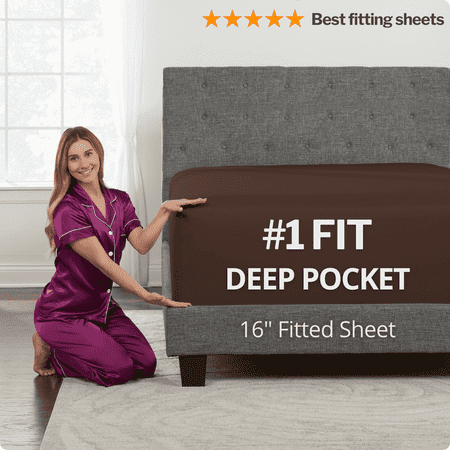 DeaLuxe Bedding 16” Twin Size Extra Deep Microfiber Fitted Single Sheet - Best Fits Boys / Girls Mattresses - Brown (Chocolate)