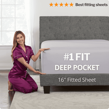 DeaLuxe Bedding 16” Twin Size Extra Deep Microfiber Fitted Single Sheet - Best Fits Boys / Girls Mattresses - Lavender Grey