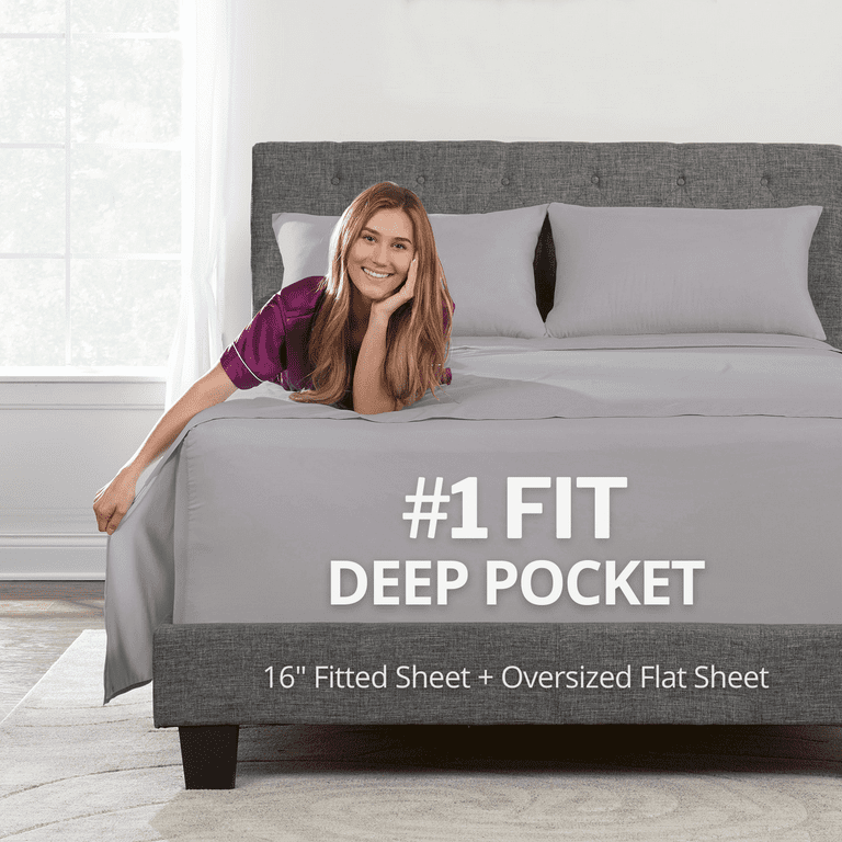 DeaLuxe Bedding 16” Twin XL Extra Deep Pocket Bed Sheet - Hotel Luxury  Extra Soft Cooling Bed Sheet - 3 Piece Bed Sheet Set - Perfectly Fits  14”-18” Inch Mattress - Calm Grey 