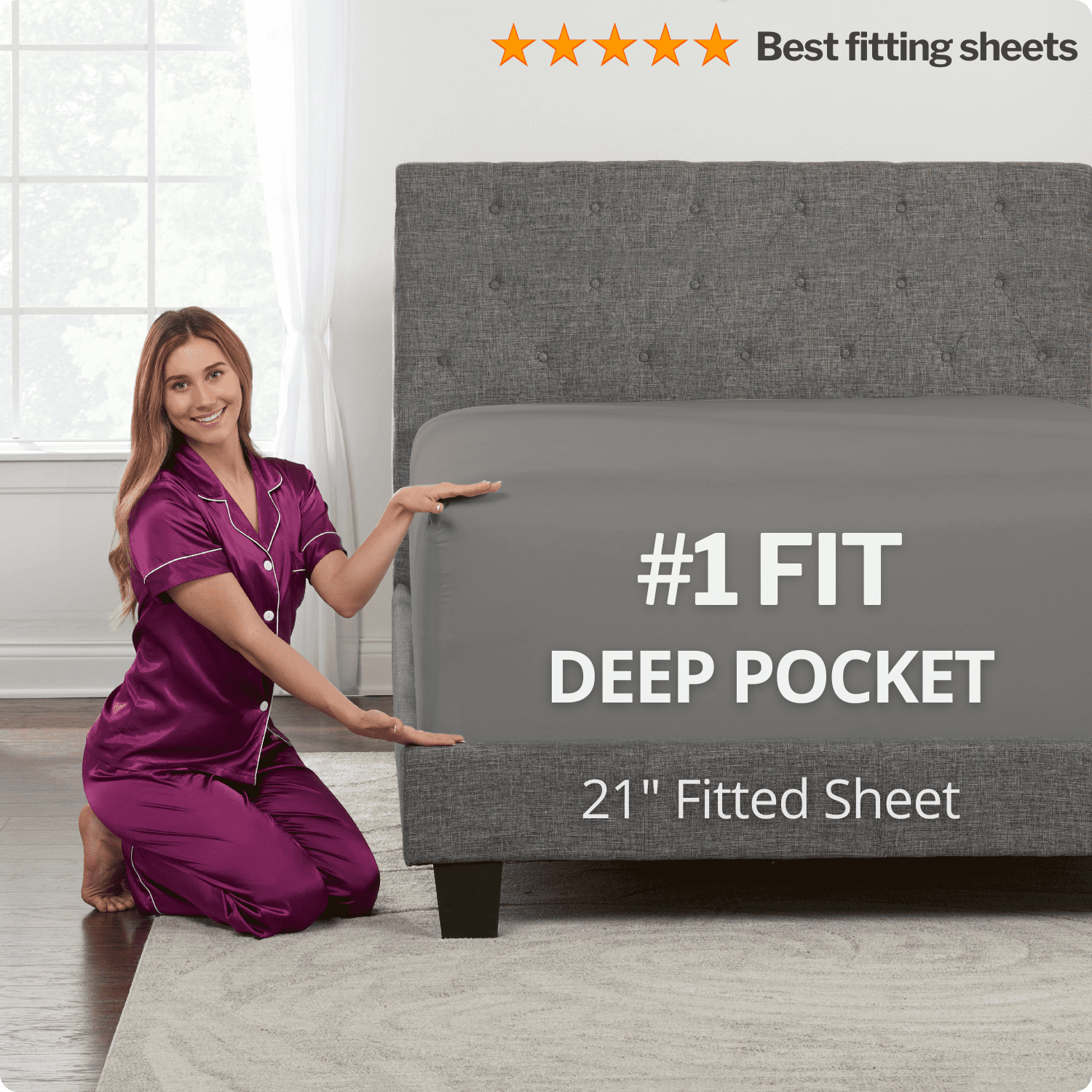 DeaLuxe Bedding 21” Queen Size Deep Pocket Fitted Sheet Only - Queen XL  Sheets for Thick Mattress Pillow Top Air Mattress 18-20 Inch - Black 