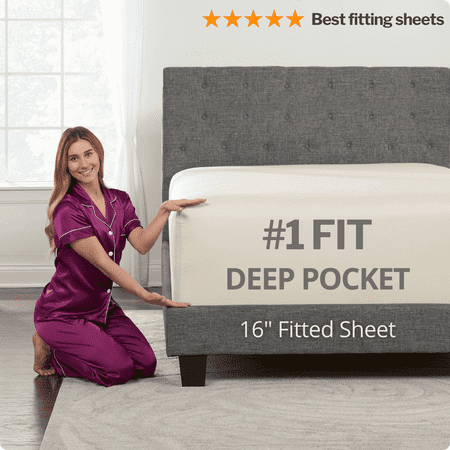 DeaLuxe Bedding Extra Deep 16” Twin XL Fitted Sheet 1 piece Only - Extra Deep 1 Pack Twin XL Premium Adjustable Bed Sheet - Fits 14” to 17” Solid Microfiber - Ivory - (Off White)
