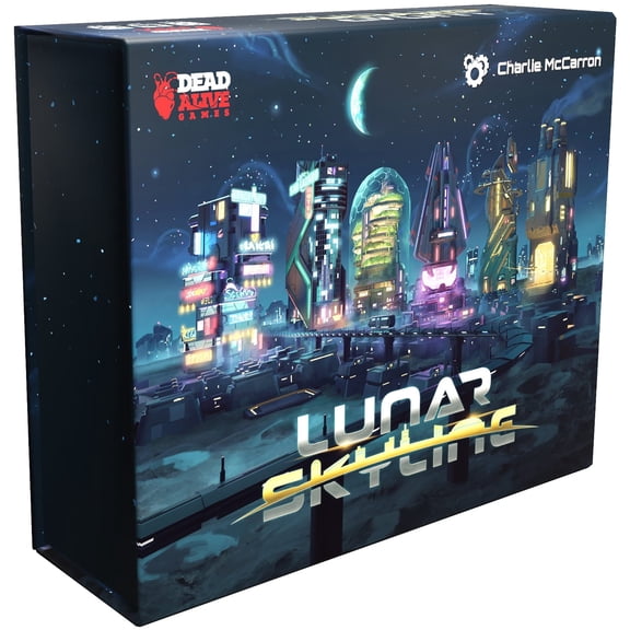 Dead Alive Games: Lunar Skyline - Trick-Taking Double Suits Card Game, Bidding & Building On The Moon, Space & Science Fiction, Ages 10+, 1-4 Players