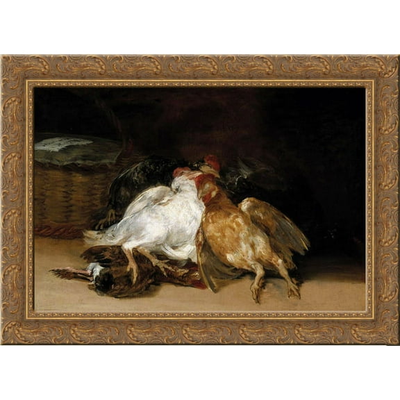 Dead Birds 24x18 Gold Ornate Wood Framed Canvas Art by Francisco Goya
