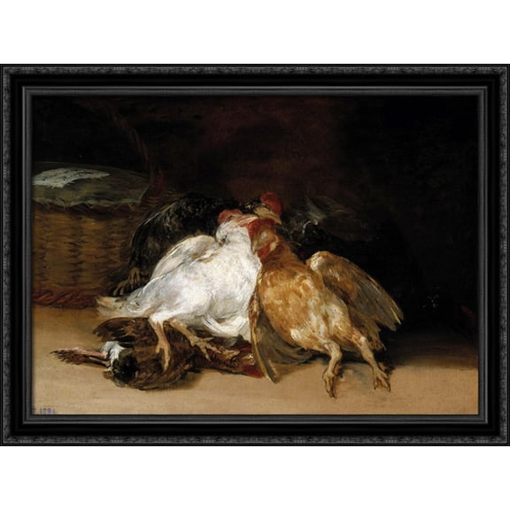 Dead Birds 38x28 Large Black Ornate Wood Framed Canvas Art by Francisco Goya