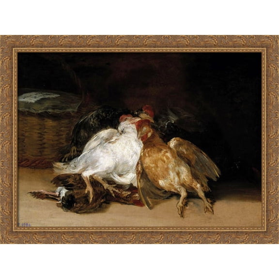 Dead Birds 38x28 Large Gold Ornate Wood Framed Canvas Art by Francisco Goya