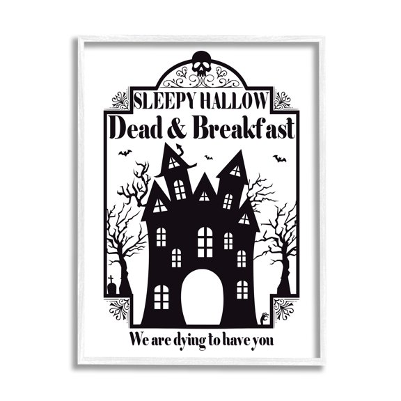 Dead & Breakfast Spooky Haunted House Imagery Sign Holiday Graphic Art Framed Art Print Wall Art