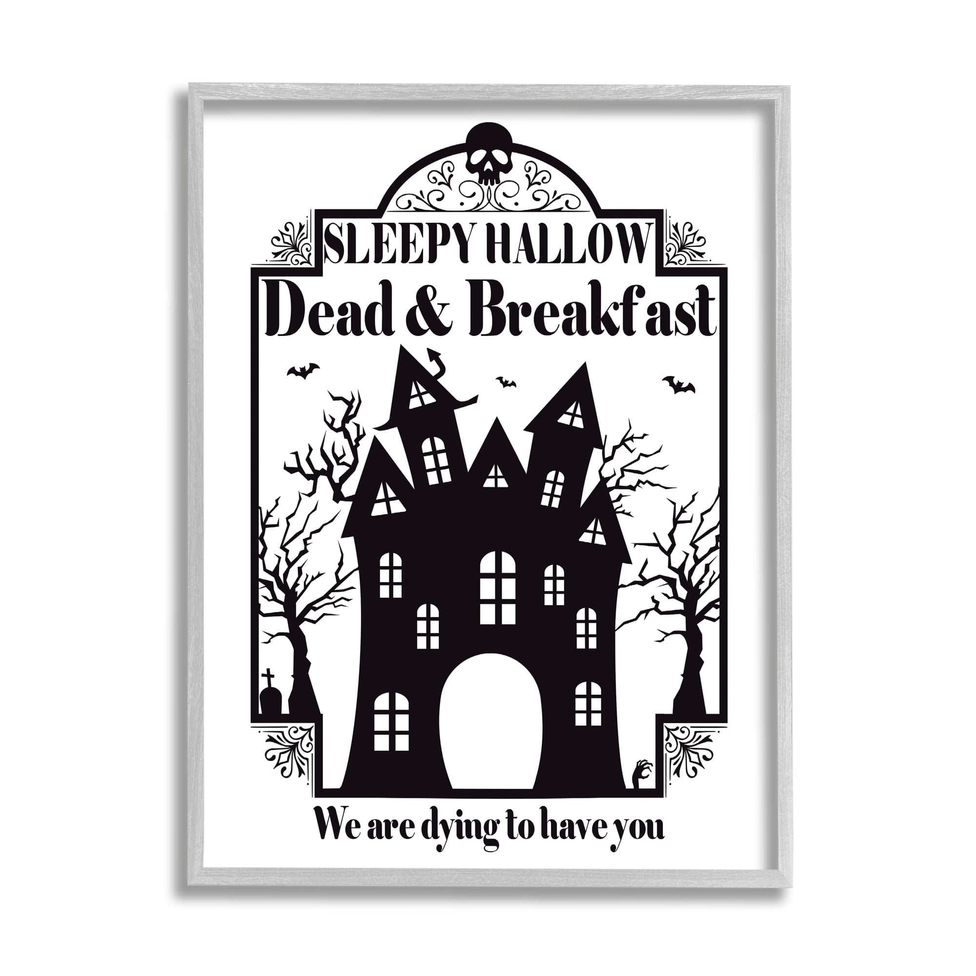 Dead & Breakfast Spooky Haunted House Imagery Sign Holiday Graphic Art Framed Art Print Wall Art