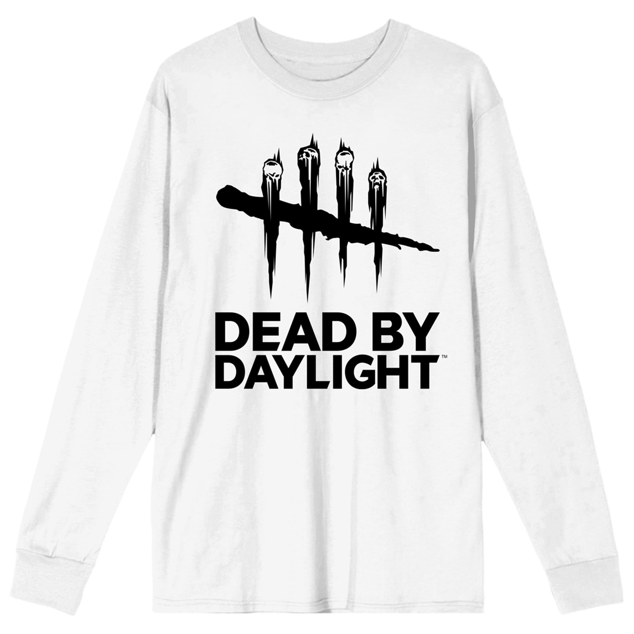 Dead By Daylight Logo Crew Neck Long Sleeve White Adult Tee-Medium