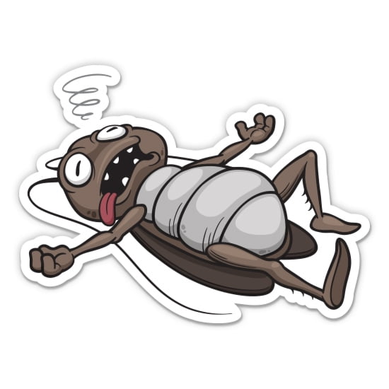 Dead Cockroach Funny - 3" Vinyl Sticker - For Car Laptop Water Bottle Phone - Waterproof Decal