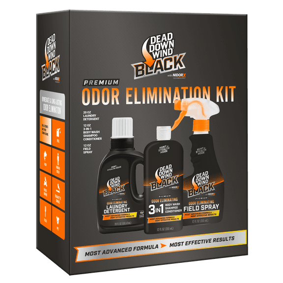 Dead Down Wind Black Premium 3 Piece Scent Elimination Kit for Hunting