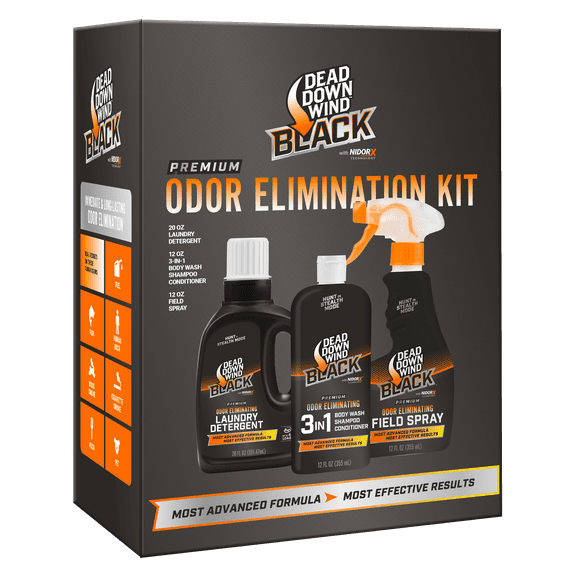 Dead Down Wind Black Premium 3 Piece Scent Elimination Kit for Hunting